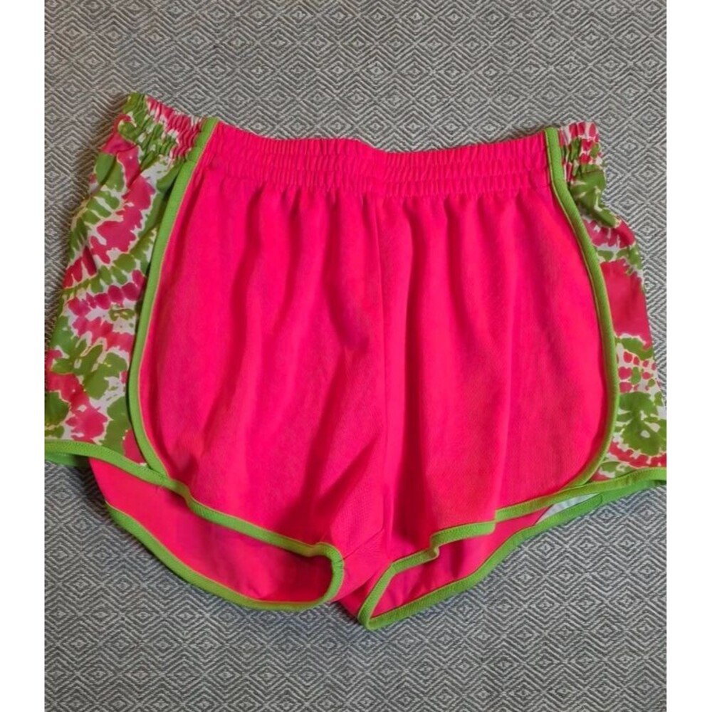 Hot Pink & Green Floral Running Shorts Women’s Athletic Workout Retro Large